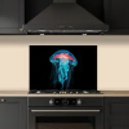 Kwal - Tentakels - Blauw - Licht keuken achterwand spatscherm klein -sfeer1