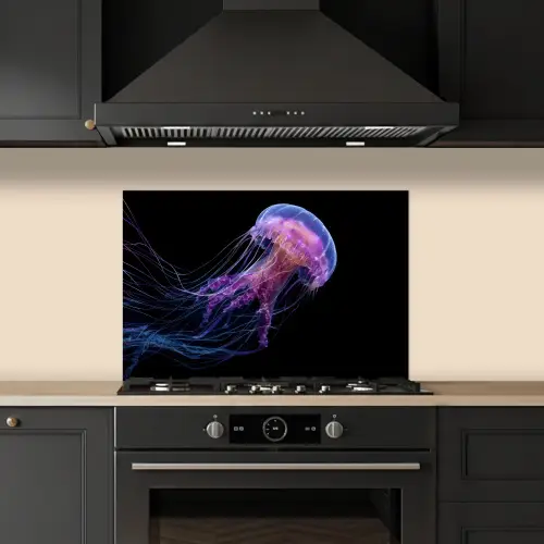 Kwal - Doorzichtig - Roze - Tentakels keuken achterwand spatscherm klein -sfeer1