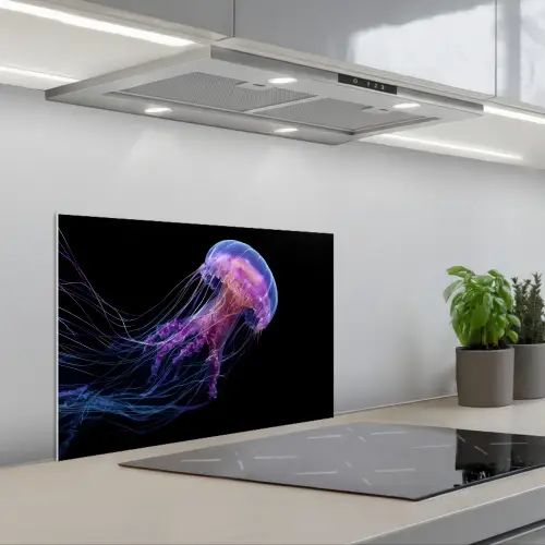 Kwal - Doorzichtig - Roze - Tentakels keuken achterwand spatscherm klein -3d_schuin