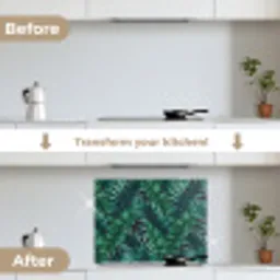 Jungle - Bladeren - Tropical keuken achterwand spatscherm middel -voor_na_EN
