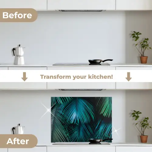 Jungle - Palmblad - Natuur keuken achterwand spatscherm middel -voor_na_EN