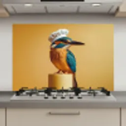 Ijsvogel - Pilaar - Koksmuts - Vogel keuken achterwand spatscherm klein -3d_website