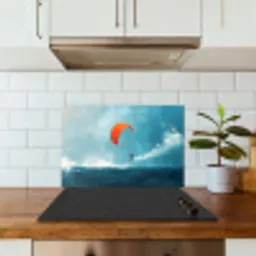 Kitesurfer - Oranje - Zee - Lucht keuken achterwand spatscherm klein -sfeer2