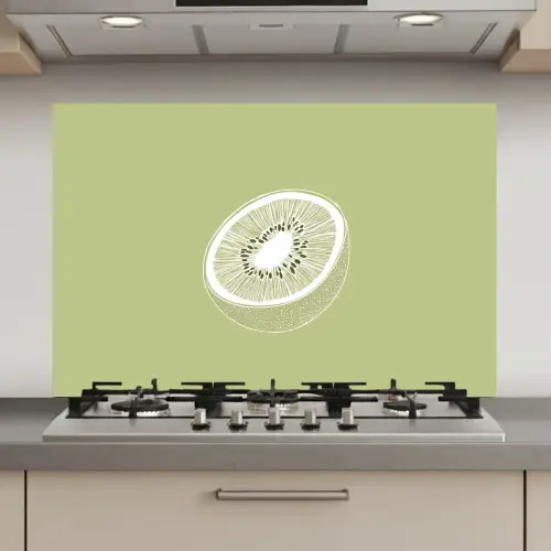 Kiwi - Lijntekening - Minimalistisch - Groen keuken achterwand spatscherm klein -3d_website