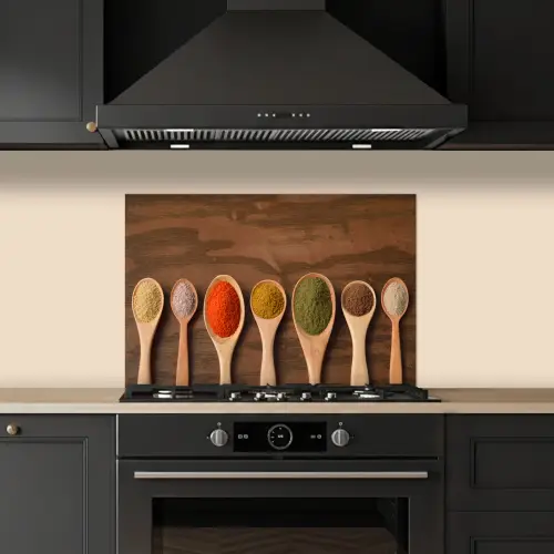 Pollepel - Kruiden - Eten - Specerijen - Tafel keuken achterwand spatscherm klein -sfeer1