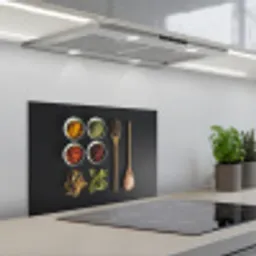 Pollepel - Specerijen - Kruiden - Groen - Bruin - Rustiek keuken achterwand spatscherm klein -3d_schuin