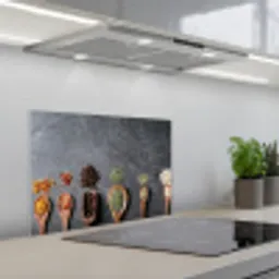 Pollepel - Kruiden - Specerijen - Industrieel keuken achterwand spatscherm klein -3d_schuin