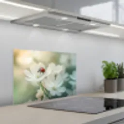 Lieveheersbeestje - Bloemen - Wit keuken achterwand spatscherm klein -3d_schuin