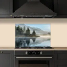 Meer - Mist - Bergen - Landschap keuken achterwand spatscherm klein -sfeer1
