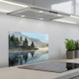 Meer - Mist - Bergen - Landschap keuken achterwand spatscherm klein -3d_schuin