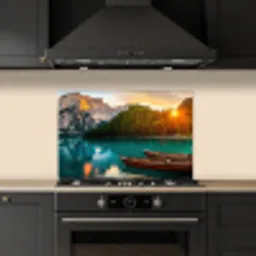 Meer - Bergen - Zonsondergang - Boot keuken achterwand spatscherm klein -sfeer1