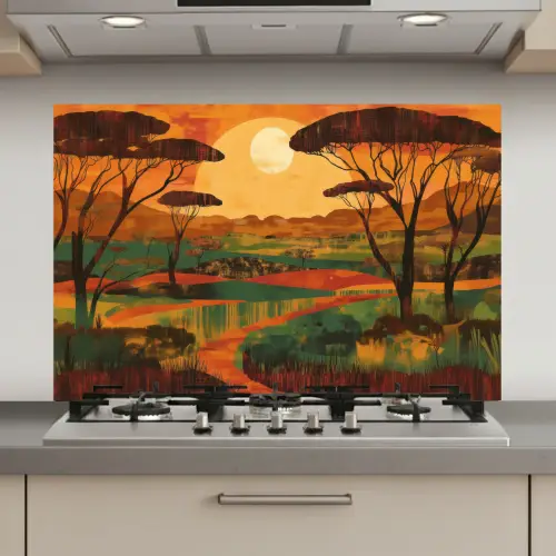 Landschap - Afrikaans - Zon keuken achterwand spatscherm klein -3d_website