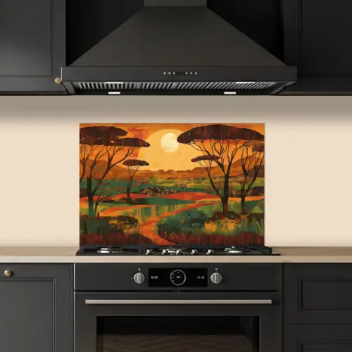 Landschap - Afrikaans - Zon keuken achterwand spatscherm klein -sfeer1