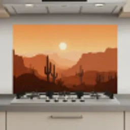 Landschap - Woestijn - Cactussen - Zon keuken achterwand spatscherm klein -3d_website