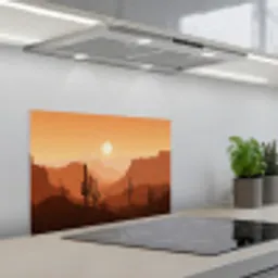 Landschap - Woestijn - Cactussen - Zon keuken achterwand spatscherm klein -3d_schuin