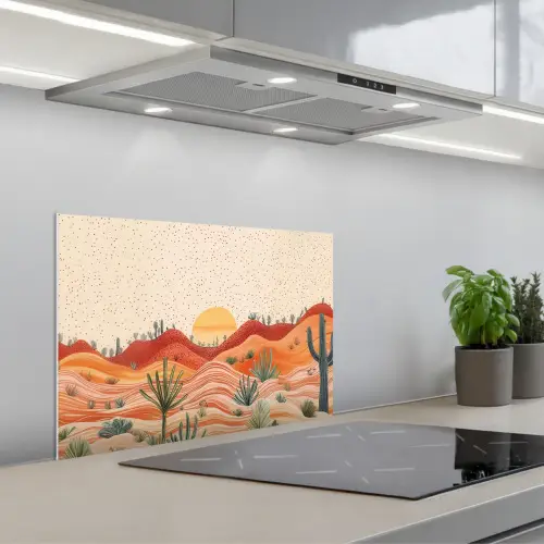 Landschap - Heuvels - Zonsondergang keuken achterwand spatscherm klein -3d_schuin