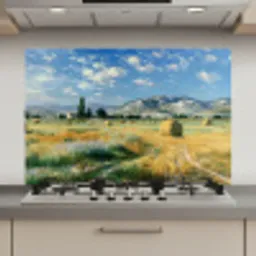 Landschap - Strobalen - Bergen - Wolken keuken achterwand spatscherm klein -3d_website
