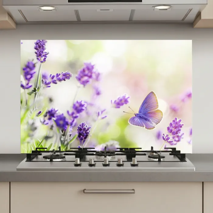 Lavendeldroom met Vlinder keuken achterwand spatscherm klein -3d_website