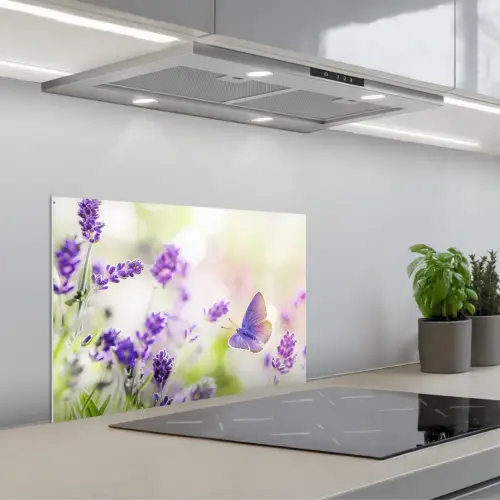 Lavendeldroom met Vlinder keuken achterwand spatscherm klein -3d_schuin