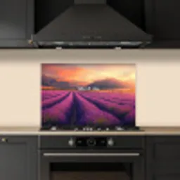 Lavendelveld - Quote - Zonsondergang keuken achterwand spatscherm klein -sfeer1