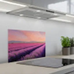 Lavendelveld - Zonsondergang - Paars - Bloemen keuken achterwand spatscherm klein -3d_schuin