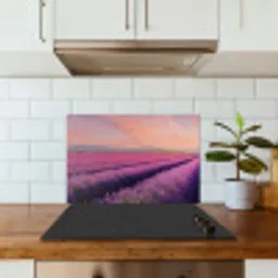 Lavendelveld - Zonsondergang - Paars - Bloemen keuken achterwand spatscherm klein -sfeer2