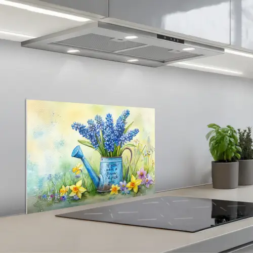 Lavendelbloemen - Quote - Gieter keuken achterwand spatscherm klein -3d_schuin