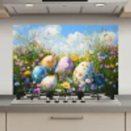Grasveld - Eieren - Bloemen keuken achterwand spatscherm klein -3d_website