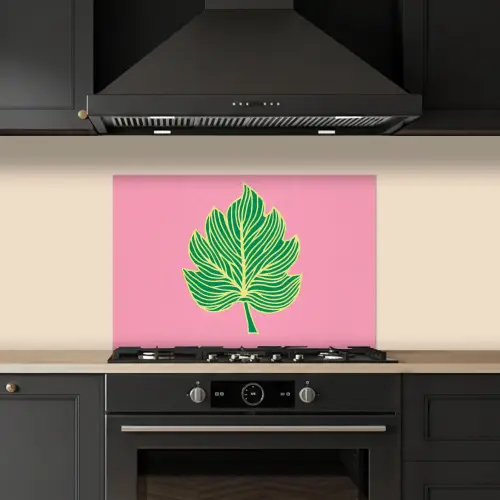 Blad - Groen - Illustratie - Minimalistisch keuken achterwand spatscherm klein -sfeer1