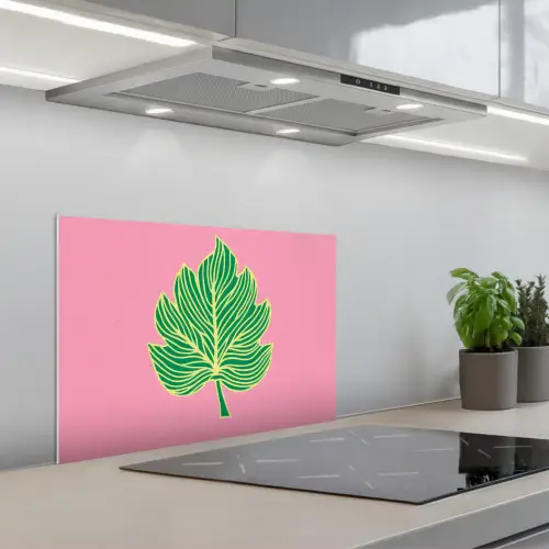 Blad - Groen - Illustratie - Minimalistisch keuken achterwand spatscherm klein -3d_schuin