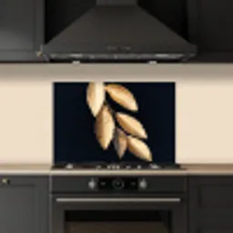 Bladeren - Zwart - Goud - Luxe - Planten keuken achterwand spatscherm klein -sfeer1
