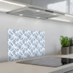 Bladeren  - Blauw - Patroon keuken achterwand spatscherm klein 900 -3d_schuin