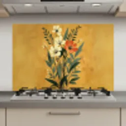 Bladeren - Boeket - Bloemen - Geel keuken achterwand spatscherm klein -3d_website