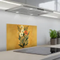 Bladeren - Boeket - Bloemen - Geel keuken achterwand spatscherm klein -3d_schuin
