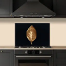 Bladeren - Chic - Goud - Planten - Zwart keuken achterwand spatscherm klein -sfeer1