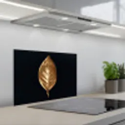 Bladeren - Chic - Goud - Planten - Zwart keuken achterwand spatscherm klein -3d_schuin