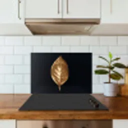 Bladeren - Chic - Goud - Planten - Zwart keuken achterwand spatscherm klein -sfeer2