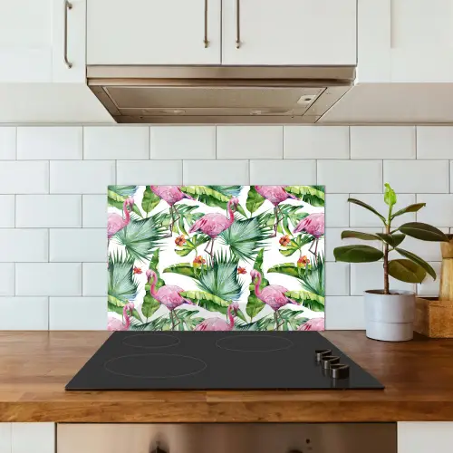 Bladeren - Flamingo - Bloemen - Jungle keuken achterwand spatscherm klein -sfeer2