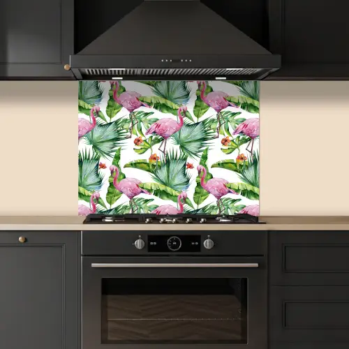 Bladeren - Flamingo - Jungle keuken achterwand spatscherm middel -sfeer1