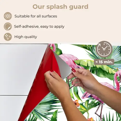 Bladeren - Flamingo - Jungle keuken achterwand spatscherm middel -spatscherm_EN