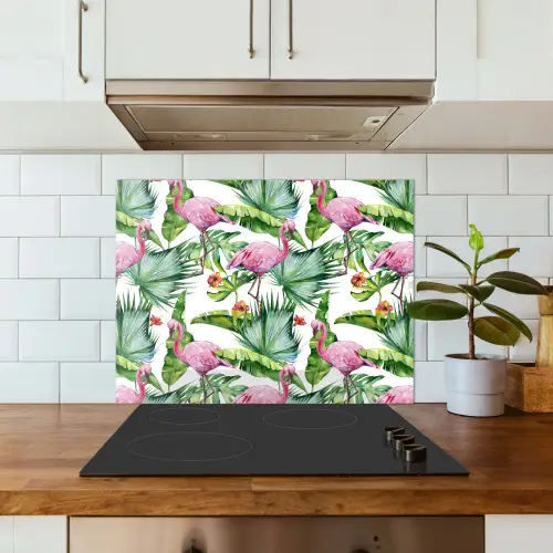 Bladeren - Flamingo - Jungle keuken achterwand spatscherm middel -sfeer2