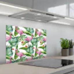 Bladeren - Flamingo - Jungle keuken achterwand spatscherm middel -3d_schuin