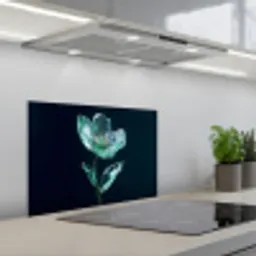 Bladeren - Bloem - Glazen - Donkerblauw keuken achterwand spatscherm klein -3d_schuin