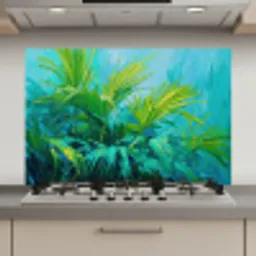 Bladeren - Groen - Schilderij - Abstract keuken achterwand spatscherm klein -3d_website