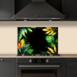 Bladeren - Groen - Geel - Verf - Jungle keuken achterwand spatscherm klein -sfeer1