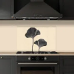 Bladeren - Minimalistisch - Zwart keuken achterwand spatscherm klein -sfeer1