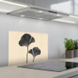 Bladeren - Minimalistisch - Zwart keuken achterwand spatscherm klein -3d_schuin