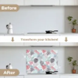 Bladeren - Pastel - Jungle keuken achterwand spatscherm middel -voor_na_EN