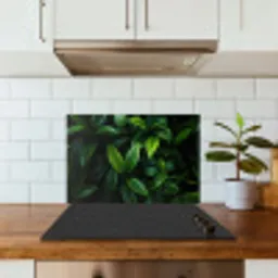 Bladeren - Regendruppels - Licht - Groen keuken achterwand spatscherm klein -sfeer2