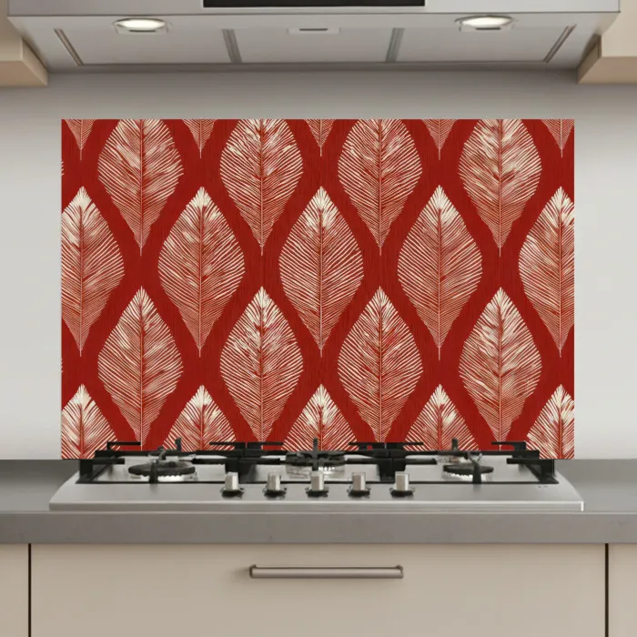 Bladeren - Rood - Elegant keuken achterwand spatscherm klein -3d_website